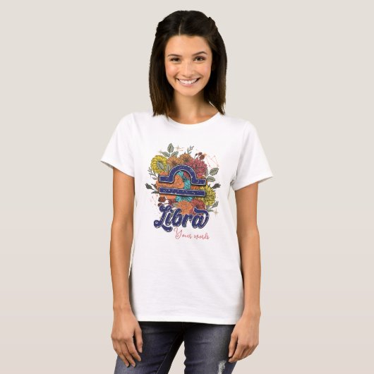 Creëer Uw eigen Weegschaal Zodiac Flowers T-shirt (Voorkant volledig)