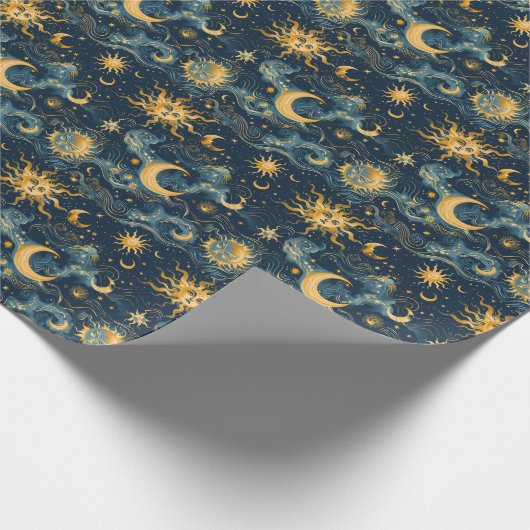 Creëer Uw eigen weemoedige zon & maan hemellichaam Cadeaupapier (Hoek)