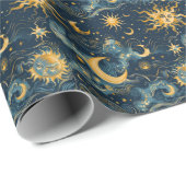 Creëer Uw eigen weemoedige zon & maan hemellichaam Cadeaupapier (Rol Hoek)