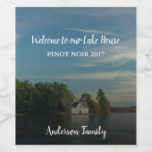 Creëer uw eigen welkom familie meer zomerhuis wijn etiket (Enkel label)