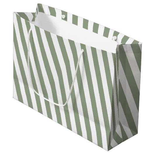 Creëer uw eigen wijze groen wit gestreept patroon groot cadeauzakje (Voorkant Gekanteld)