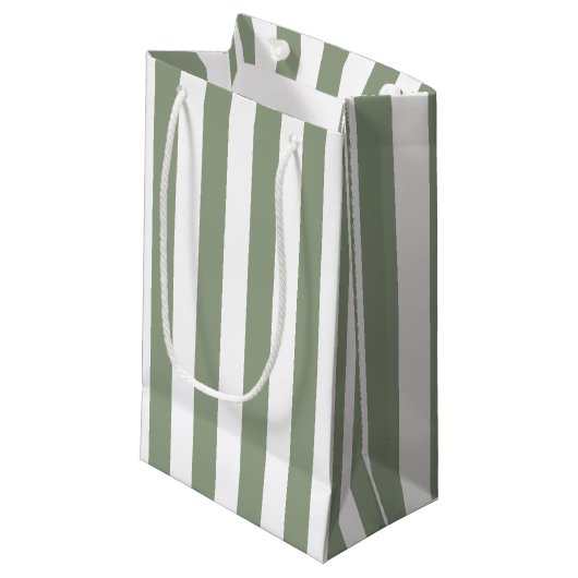 Creëer uw eigen wijze groen wit gestreept patroon klein cadeauzakje (Voorkant Gekanteld)