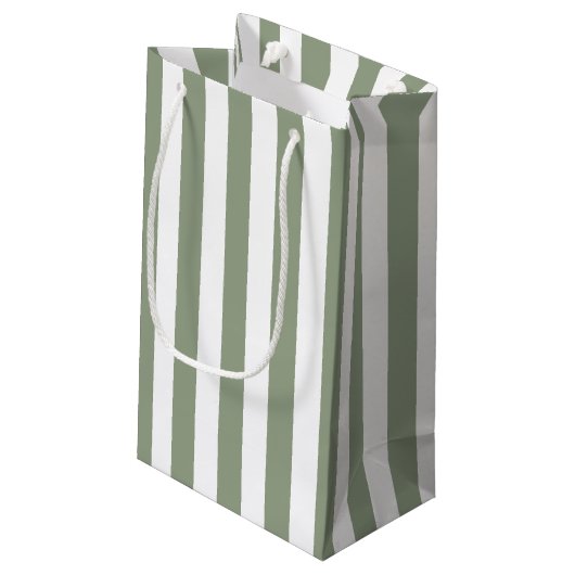 Creëer uw eigen wijze groen wit gestreept patroon klein cadeauzakje (Achterkant Gekanteld)