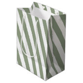 Creëer uw eigen wijze groen wit gestreept patroon medium cadeauzakje (Voorkant Gekanteld)
