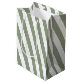 Creëer uw eigen wijze groen wit gestreept patroon medium cadeauzakje
