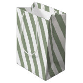 Creëer uw eigen wijze groen wit gestreept patroon medium cadeauzakje (Achterkant Gekanteld)