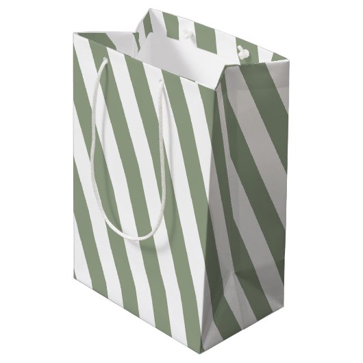Creëer uw eigen wijze groen wit gestreept patroon medium cadeauzakje (Achterkant Gekanteld)