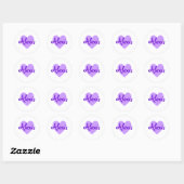 Creëer Uw eigen wit en Paars hart Ronde Sticker (Vel)