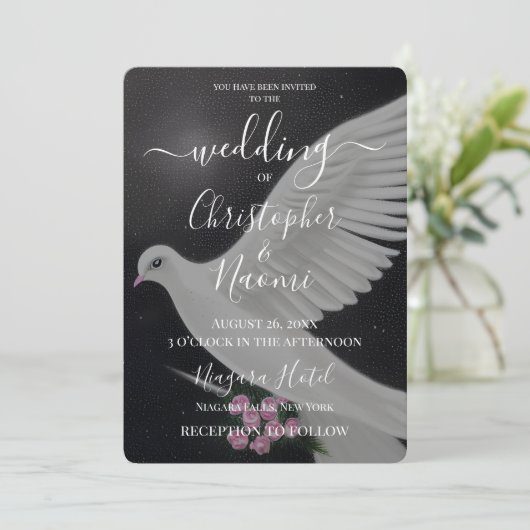 Creëer uw eigen witte bruidsduif met bloemen kaart (Staand voorkant)