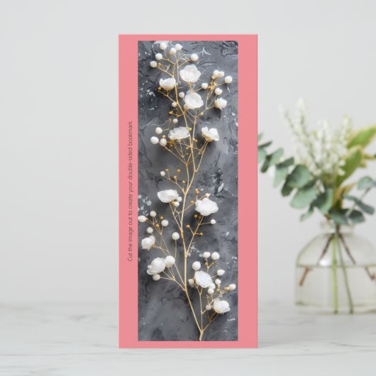 Creëer Uw Eigen Witte Rozen Grijs Bladwijzer Kaart (Staand voorkant)