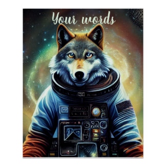Creëer Uw eigen wolf in de ruimte astronaut Perfect Poster