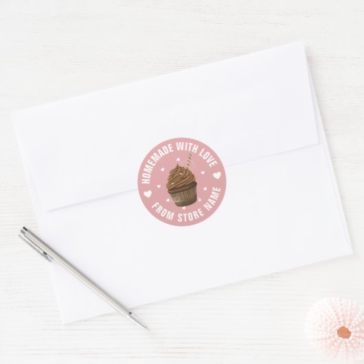 Creëer uw eigen zelfgemaakte bakkerij met liefde ronde sticker (Envelop)