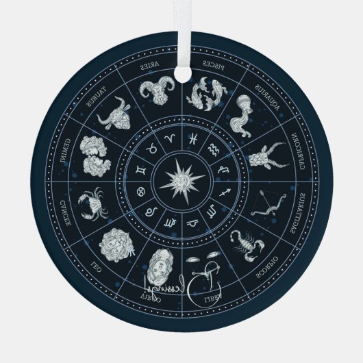 Creëer Uw eigen Zodiac Wheel Glas Ornament (Achterkant)