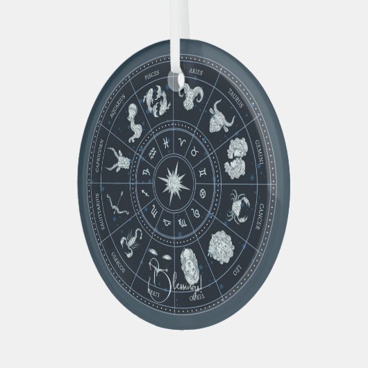 Creëer Uw eigen Zodiac Wheel Glas Ornament (Voorkant links)