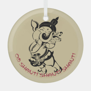 Creëer Uw Eigen Zwart & Goud Ganesh Fluit Glas Ornament