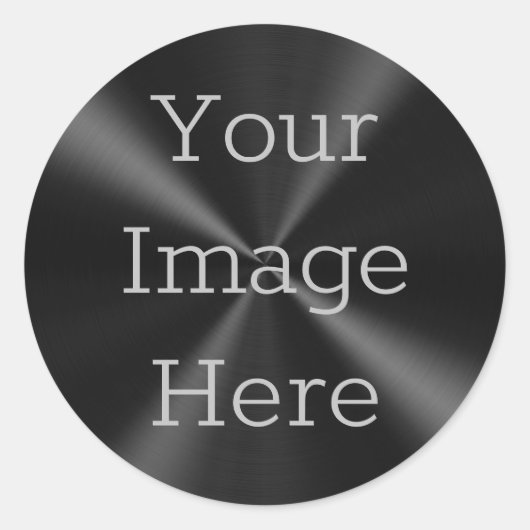 Creëer Uw Eigen Zwart Radiaal Geborsteld Metallic Ronde Sticker (Voorkant)