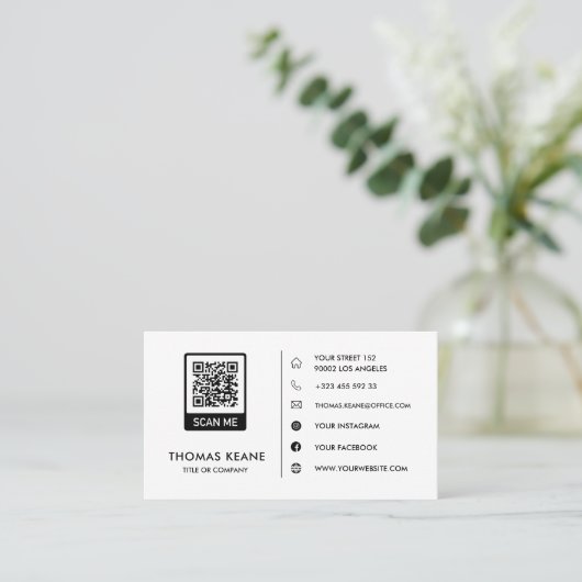 Creëer Uw eigen zwart-wit QR-code Visitekaartje (Staand voorkant)