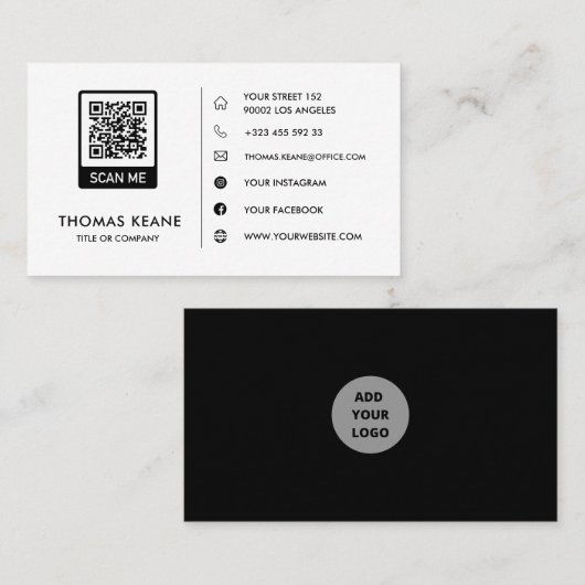 Creëer Uw eigen zwart-wit QR-code Visitekaartje (Voorkant / Achterkant)