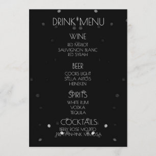 Creëer Uw Eigen - Zwarte Bokeh Drink Menu