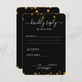 Creëer uw eigen zwarte Bokeh grens RSVP Kaartje (Voorkant / Achterkant)