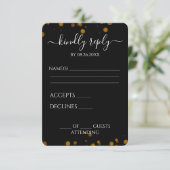 Creëer uw eigen zwarte Bokeh grens RSVP Kaartje (Staand voorkant)