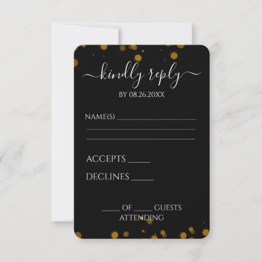 Creëer uw eigen zwarte Bokeh grens RSVP Kaartje (Voorkant)