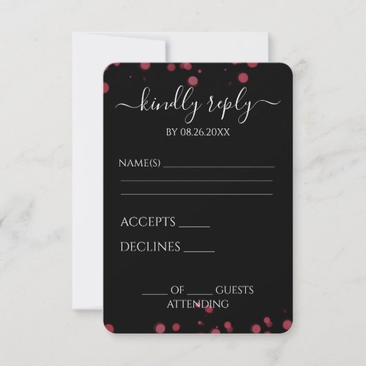 Creëer uw eigen zwarte Bokeh grens RSVP Kaartje (Voorkant)