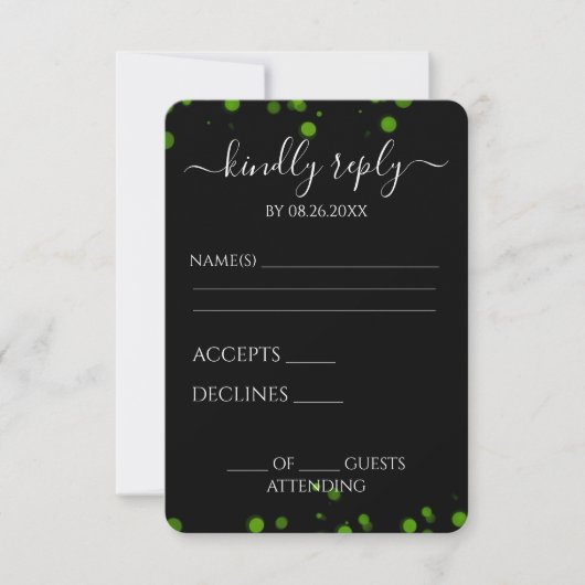 Creëer uw eigen zwarte Bokeh grens RSVP Kaartje (Voorkant)