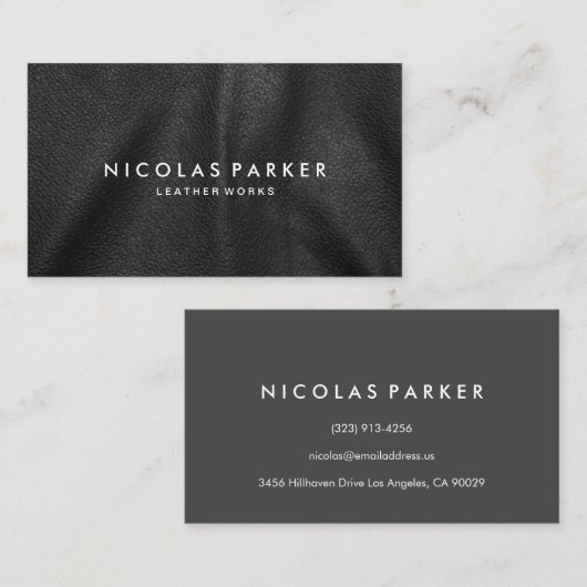 Creëer Uw eigen zwarte leder Visitekaartje (Voorkant / Achterkant)