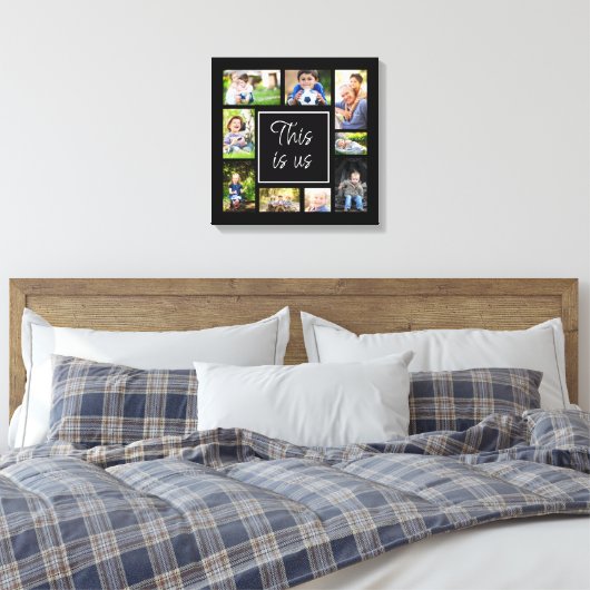 Creëer uw eigen zwarte multi-fotocollage dit wij canvas afdruk (Insitu (Slaapkamer))