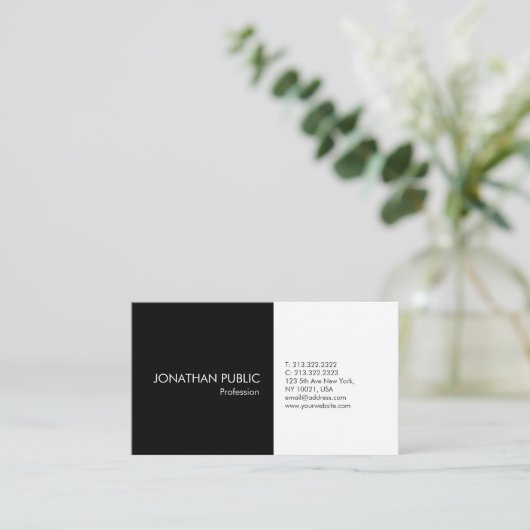 Creëer Uw eigen zwarte witte, eenvoudige legante p Visitekaartje (Staand voorkant)