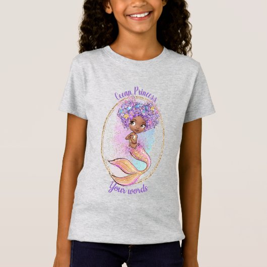 Creëer Uw eigen Zwarte Zeemeermin Ocean Princess T-shirt (Voorkant)
