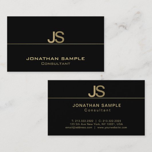 Creëer Uw Elegant Monogram Moderne Sjabloon Visitekaartje (Voorkant / Achterkant)