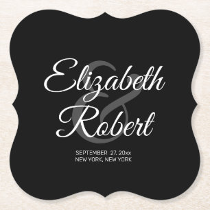 Creëer Uw Elegante Bruid Bruidegom Naam Kartonnen Onderzetters