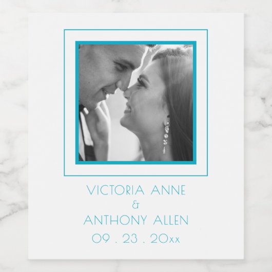 Creëer Uw Elegante Foto Turquoise Wijn Etiket (Enkel label)