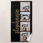 Creëer Uw Ewn 4 Foto Collage - Script Name Strandlaken (Voorkant)