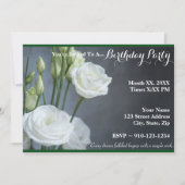 Creëer Uw Ewn White Rose Birthday Uitnodiging (Voorkant)