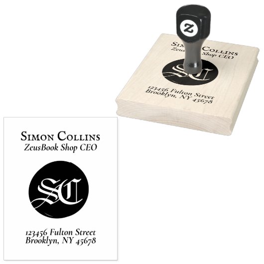 Creëer uw ExLibris-monogram Books Retouradres Rubberstempel (Gestempeld)