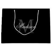 Creëer Uw monogram voor aangepaste naam zwart Groot Cadeauzakje (Voorkant)