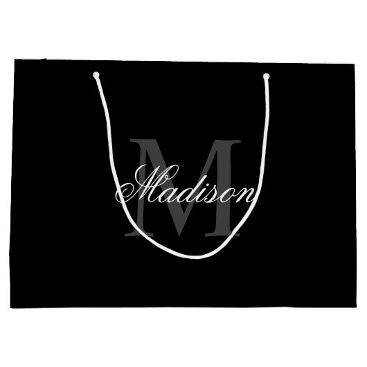 Creëer Uw monogram voor aangepaste naam zwart Groot Cadeauzakje (Achterkant)