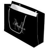 Creëer Uw monogram voor aangepaste naam zwart Groot Cadeauzakje (Voorkant Gekanteld)