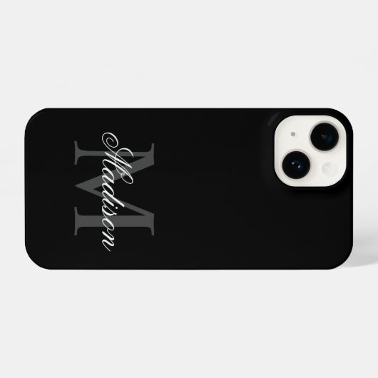 Creëer Uw monogram voor aangepaste naam zwart iPhone Hoesje (Achterkant horizontaal)