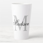 Creëer Uw monogram voor aangepaste naam zwart Latte Mok (Voorkant)