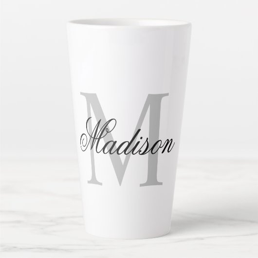 Creëer Uw monogram voor aangepaste naam zwart Latte Mok (Voorkant)
