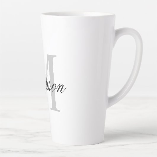 Creëer Uw monogram voor aangepaste naam zwart Latte Mok (Rechts)