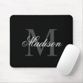 Creëer Uw monogram voor aangepaste naam zwart Muismat (Met muis)