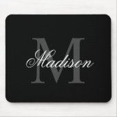 Creëer Uw monogram voor aangepaste naam zwart Muismat (Voorkant)
