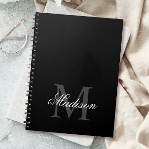 Creëer Uw monogram voor aangepaste naam zwart Notitieboek