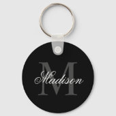Creëer Uw monogram voor aangepaste naam zwart Sleutelhanger (Voorkant)