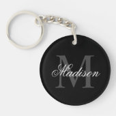 Creëer Uw monogram voor aangepaste naam zwart Sleutelhanger (Voorkant)